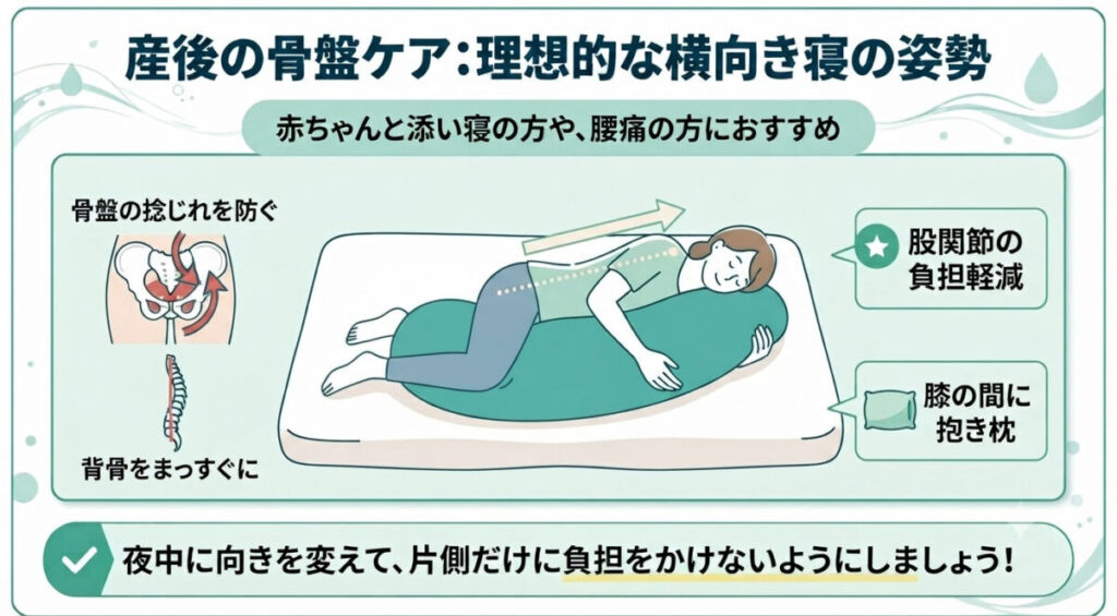 産後に横向きで寝るときのクッションの使い方