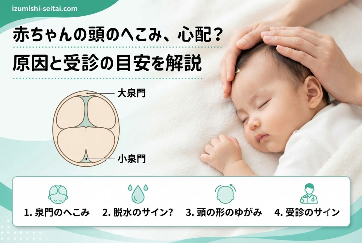 赤ちゃんの頭や後頭部のへこみが気になる保護者のイメージ